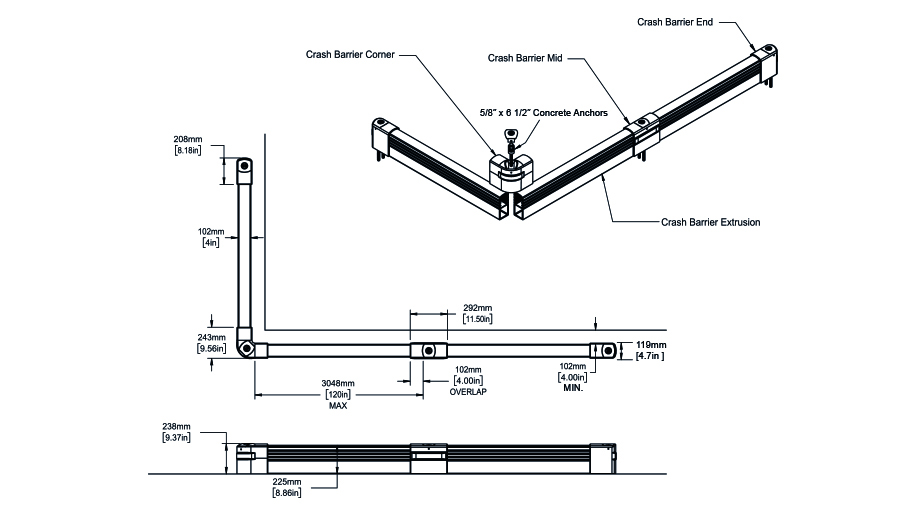 Crash barrier ensures protection in every angle
