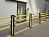 black and yellow pedestrian barriers