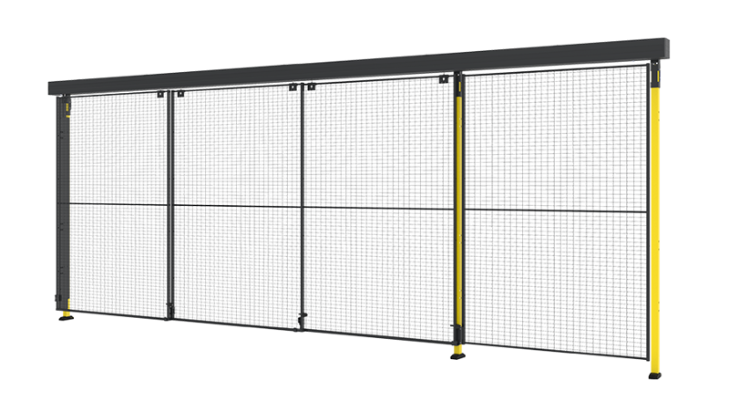 machine guarding triple sliding door with mesh panels