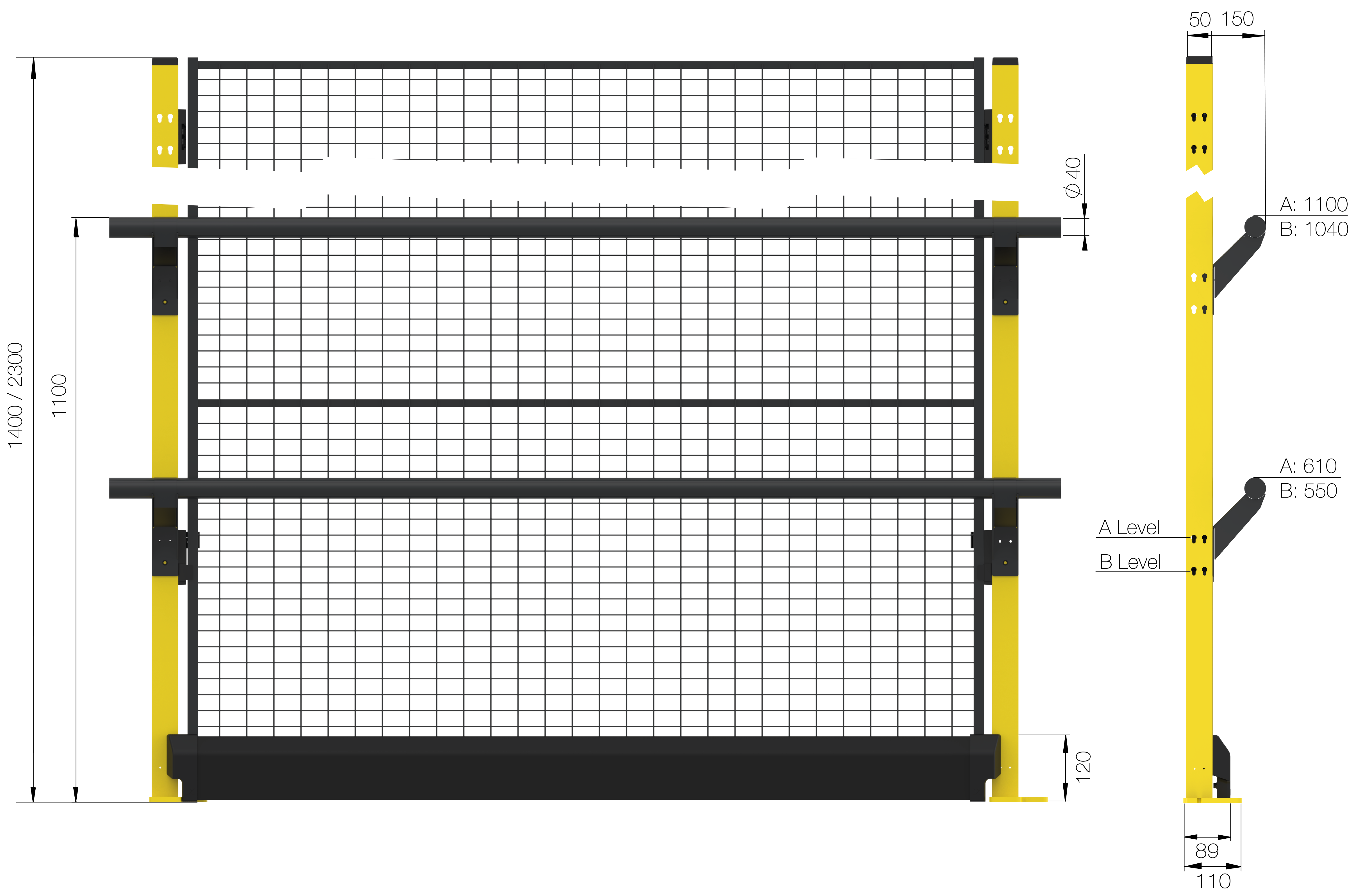 Height 2300 mm without panel