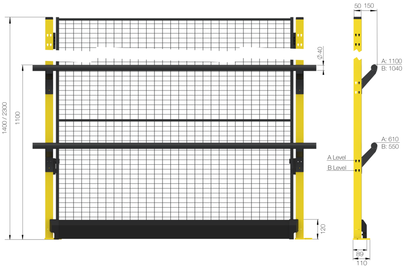 Height 2300 mm with panel