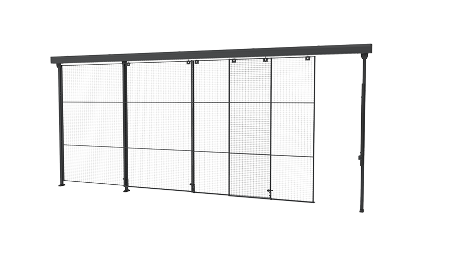 Triple sliding door with 3-step rail